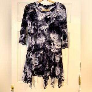 Coco + Carmen Sheer Elegant Black and Gray Women's Dress EUC L/XL